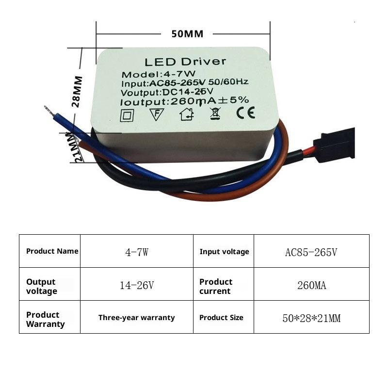 1Pcs 1-3W 3-5W 4-7W 8-12W 12-18W 18-24W Isolated LED Driver Power Supply Adjustable Constant Voltage 260mA Lighting Transformer
