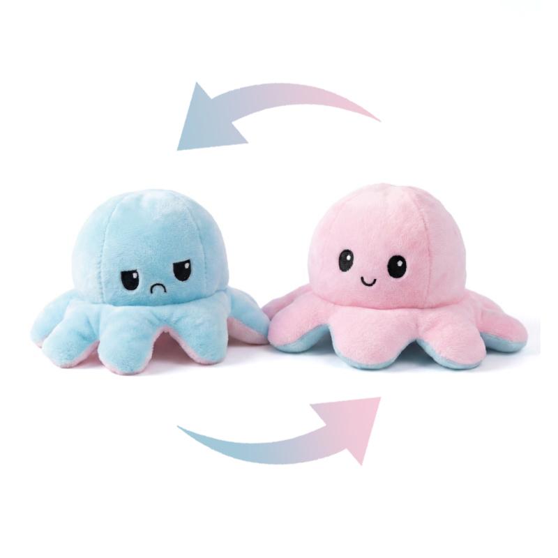 Dubbelzijdige Octopus Pluche Speelgoed Paars En Blauw Dubbelzijdige Flip Pluche Speelgoed Met Geborduurde Details Een Schattig Verzamelspeelgoed