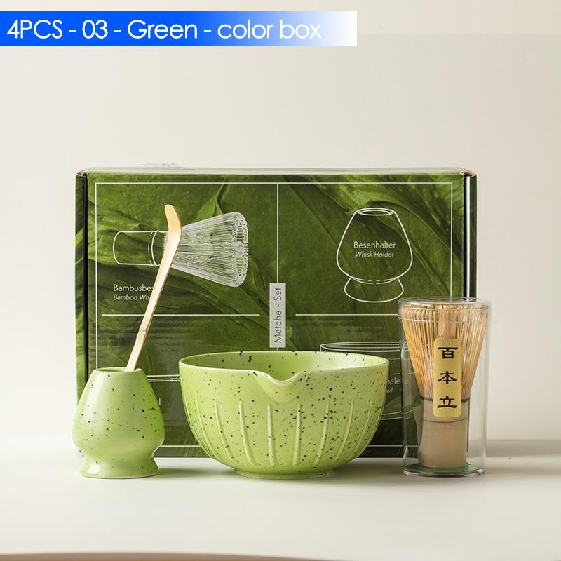 4/6/7PCS Japanese Matcha Set with Ceramic Bowl Bamboo Matcha Whisk and Tea Scoop for DIY Tea-making Tools Accessories