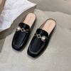 Baotou half slippers women's summer wear spring 2025 new lazy Muller square head flat single shoes half tray shoes