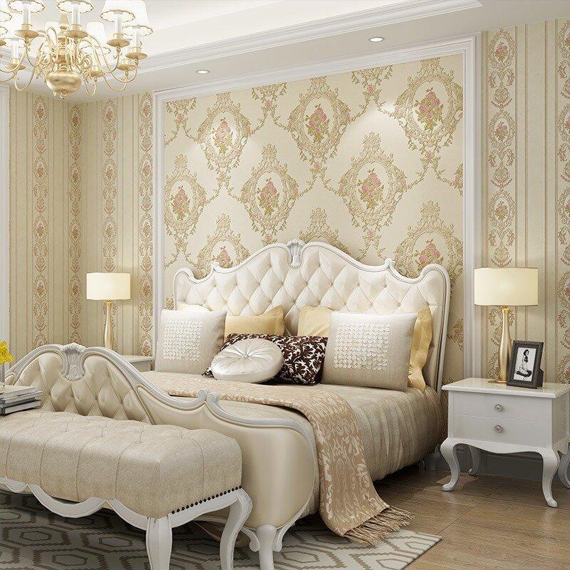 European wallpaper bedroom headboard background warm wall paper self-adhesive wallpaper simple design