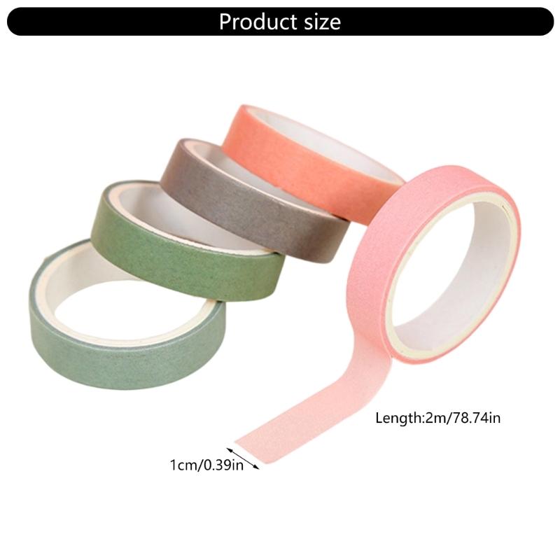 5Rolls 10mmX2M Decorative Tape Aesthetic Paper Tape for Craft Scrapbooking Journal Notebook Photo Album Phone Packaging