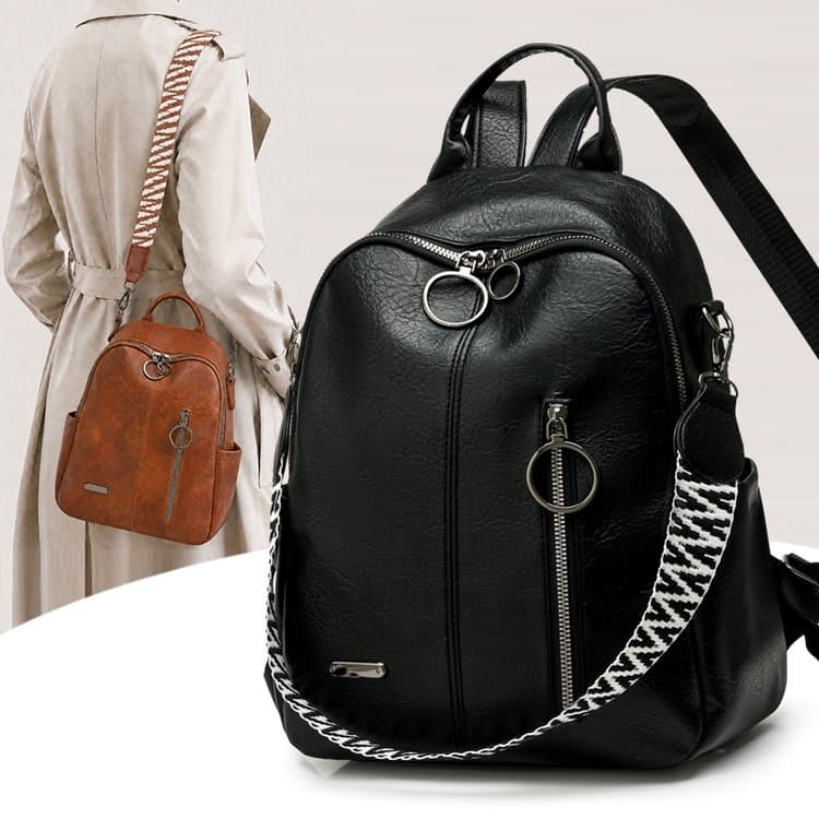 Vintage Backpack Wide Ribbon Shoulder Backpack