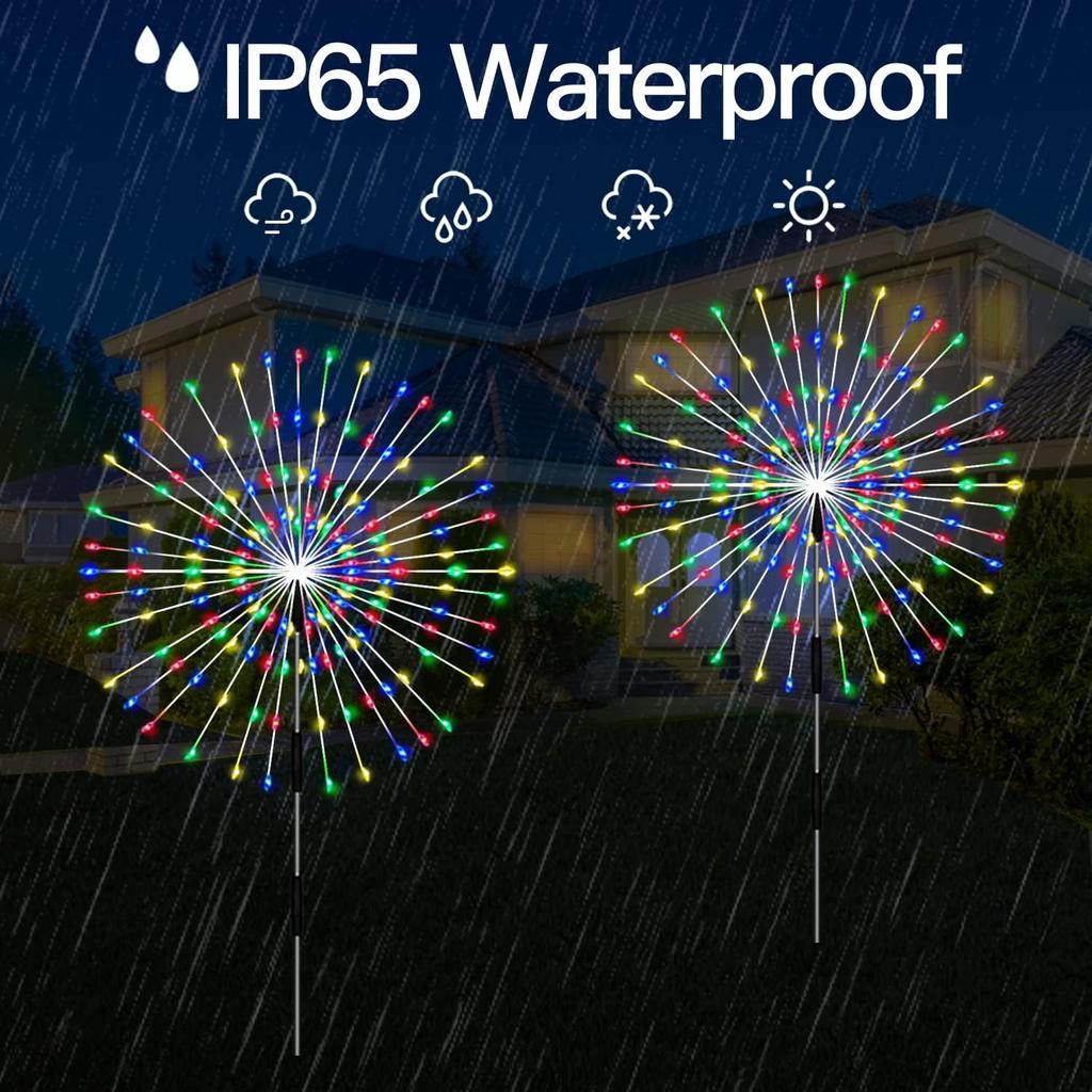 Outdoor Solar Garden Lights, 4-Pack Waterproof 120LED Firefly Pathway Lights for Courtyard, Garden, Party Decor