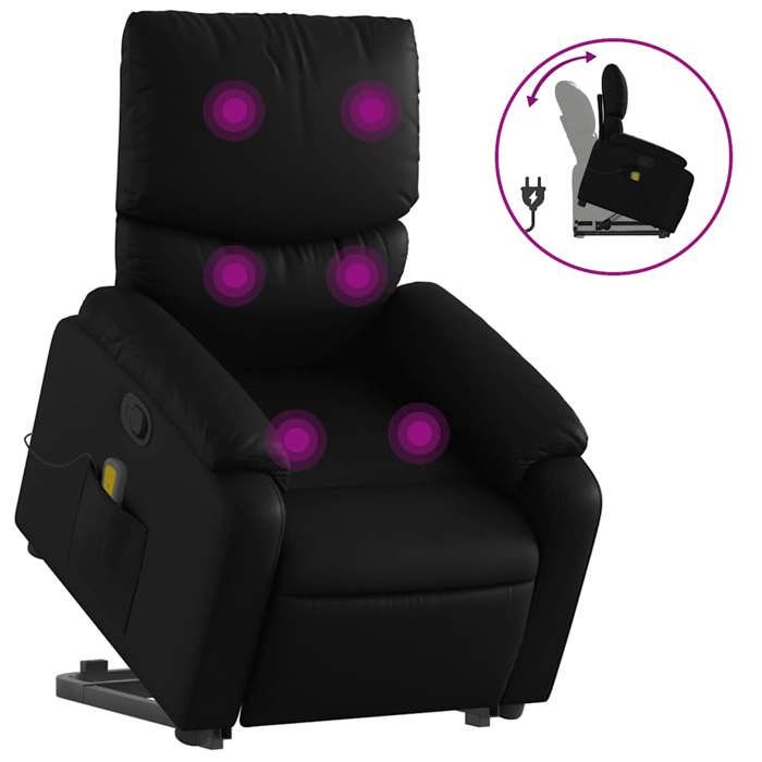 VidaXL Fauteuil inclinable de massage Noir Similicuir 3204893