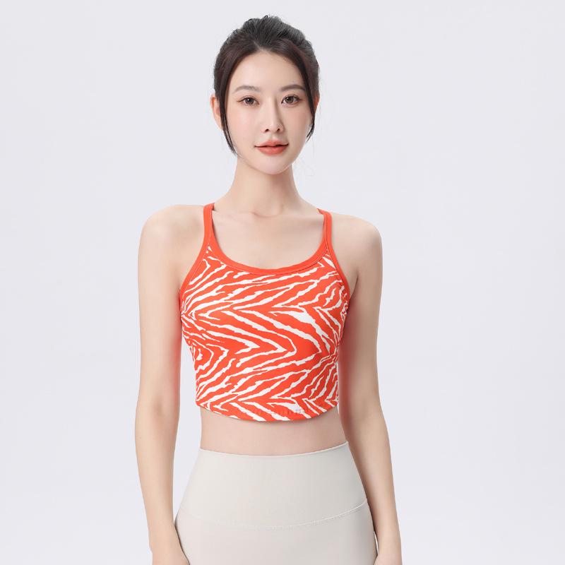 

Топ для йоги средней и высокой степени поддержки, приятный к коже, с нагрудными вкладышами и ударопрочной поддержкой спины XXL зебра/оранжевый