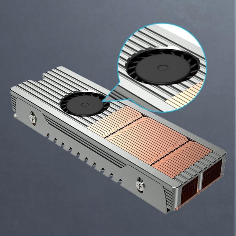 Aluminum +Copper M.2 2280 SSD Heatsinks with  Fan 10000RPM Double-Sided Silicone Pads  NVME Solid Disk Heatsink