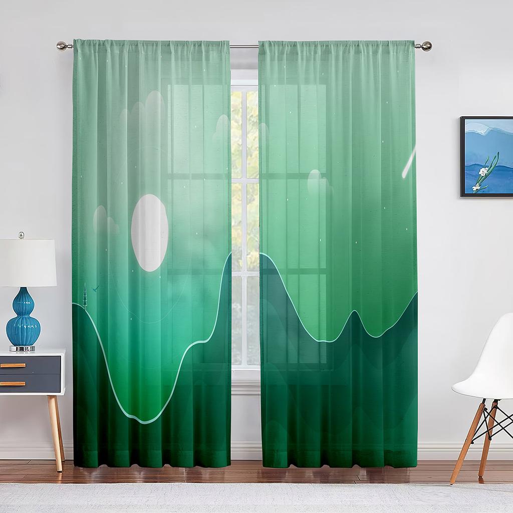 Geometric Mountain Modern Aesthetic Minimalist Pink Sheer Voile Curtains for Living Room Bedroom Decor Tulle Curtains Treatment