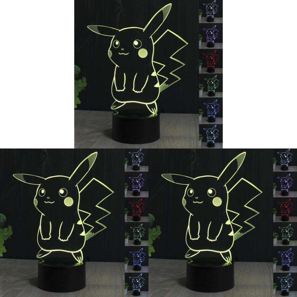 Premium Quality Pokemon Go Pikachu 3d Led Lamp With 7 Vibrant Color Changing Touch Switch
