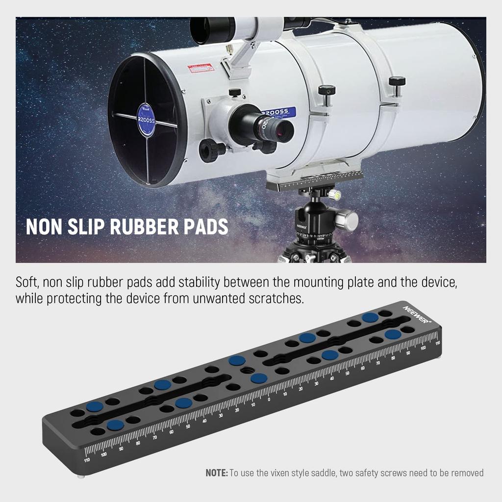 NEEWER Rail Bar Vixen Style Dovetail Plate Dovetail Plate with M6 Camera Screw Metal Mounting Plate Saddle Telescope Mount Adapter OTA for Equatorial