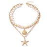 Imitation Pearl Starfish Pendant Vacation Wind Seaside Necklace Vintage Shell Nklce Jewelry