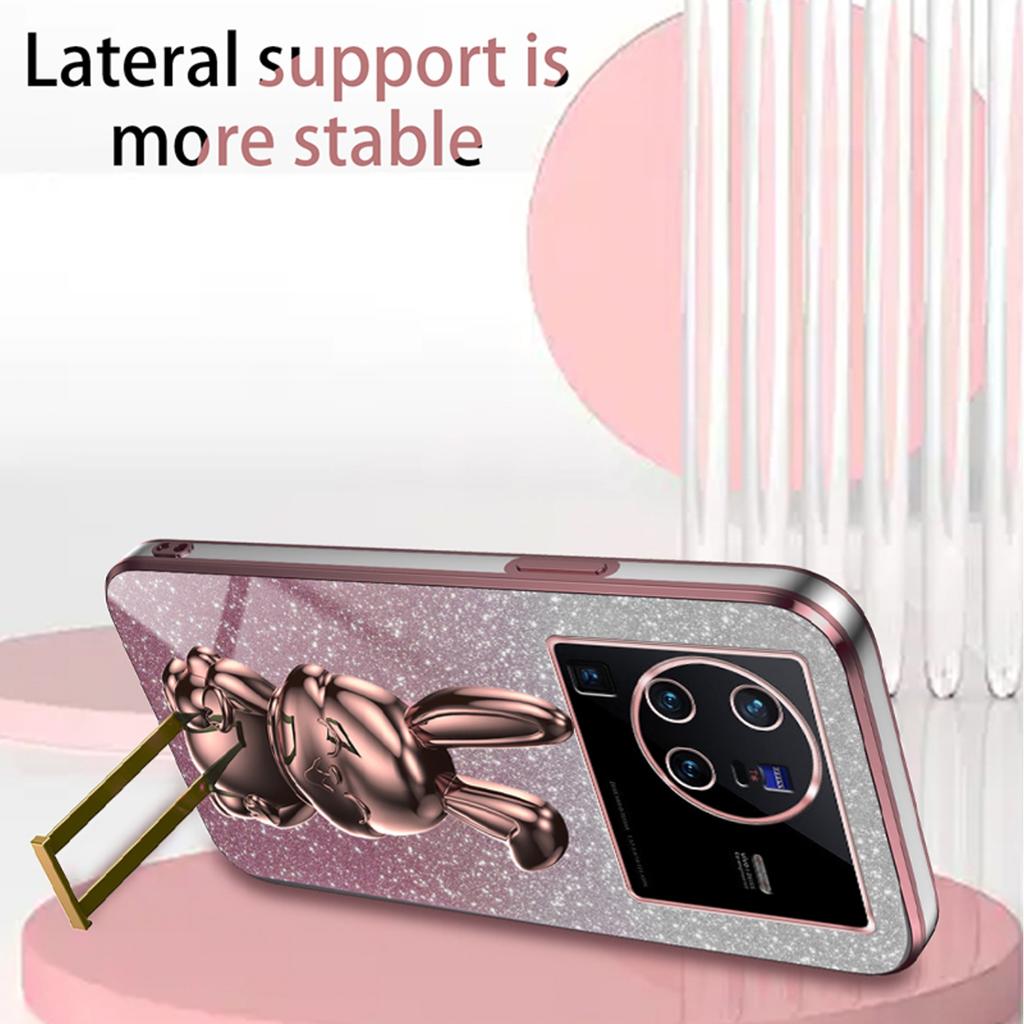 For vivo X80 Pro 5G Cartoon Rabbit Kickstand Cover PC+TPU Cell Phone Cases