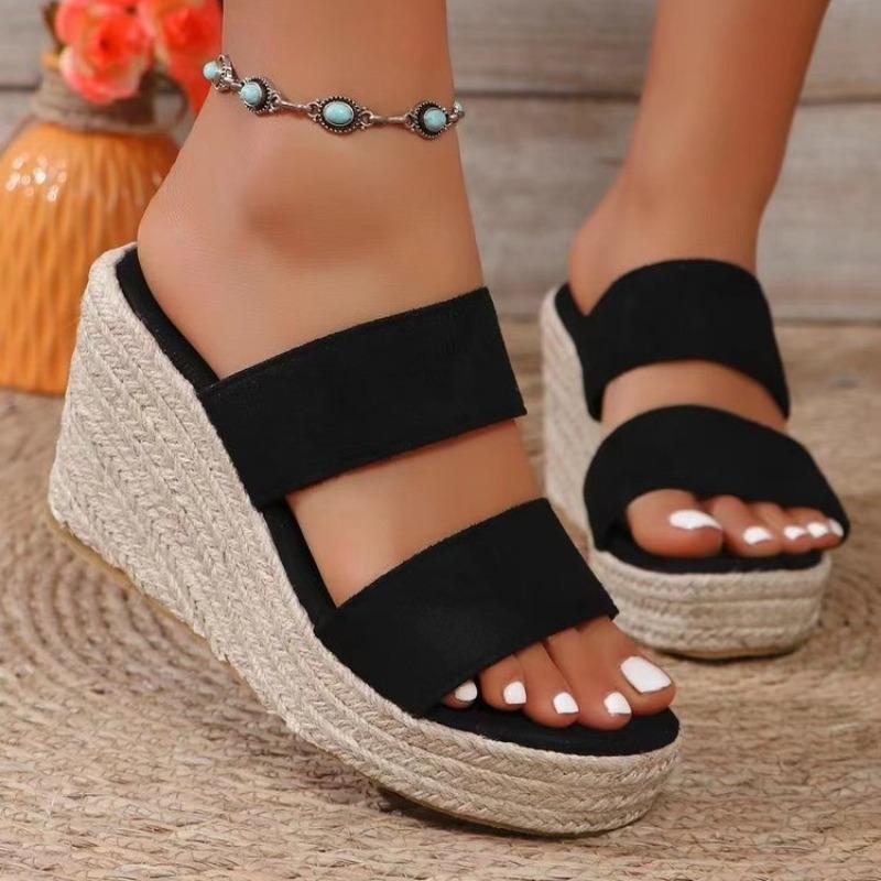 Chunky Wedge Heel Women's Sandals Summer 2026 Thick Platform Casual Sandles Woman Plus Size High Heeled Rome Slippers