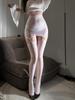 Sexy Splitable Pantyhose High Lace Waist Oil Shiny Sheer Skirts Garters With Over Knee Stocking Crotchless Tights Women Lingerie