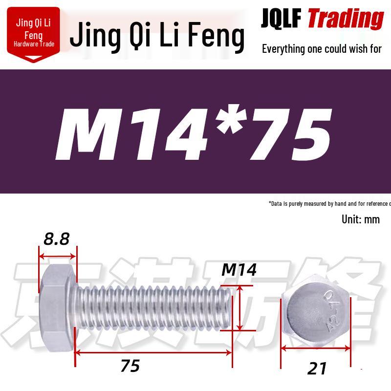 201 Stainless Steel Hex Head Full Thread Bolt: Wear & Corrosion Resistant, M4-M14 for Aerospace Machinery