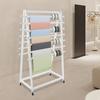 Double-Sided 15-Tier Ribbon and Scarf Organizer Rack, White Steel Fabric Storage Display Stand, 30kg Capacity for Craft Room