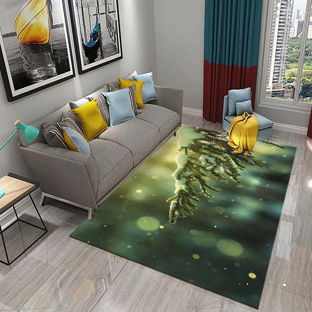 3D Grüner Kiefernteppich für Wald Schnee Kiefernzapfen Teppiche für Küche Badezimmer Rutschfeste Matte Wohnzimmer Schlafzimmer Eingang Dekor Teppich