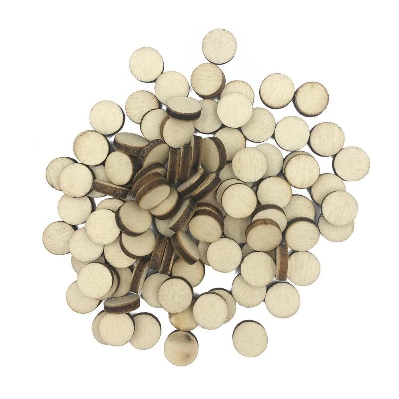 100 Stück 10mm 0,39 Zoll Natürliche Runde Unfertige Holzscheiben Kreise Baumstamm Scheiben DIY Basteln Hochzeitsparty Malerei