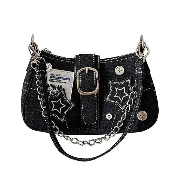 Y2K Spicy Girl Crescent Chain Denim Bag