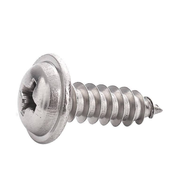 304 Stainless Steel Phillips Self-Tapping Screws W/ Washer, Round Head, Multiple Sizes