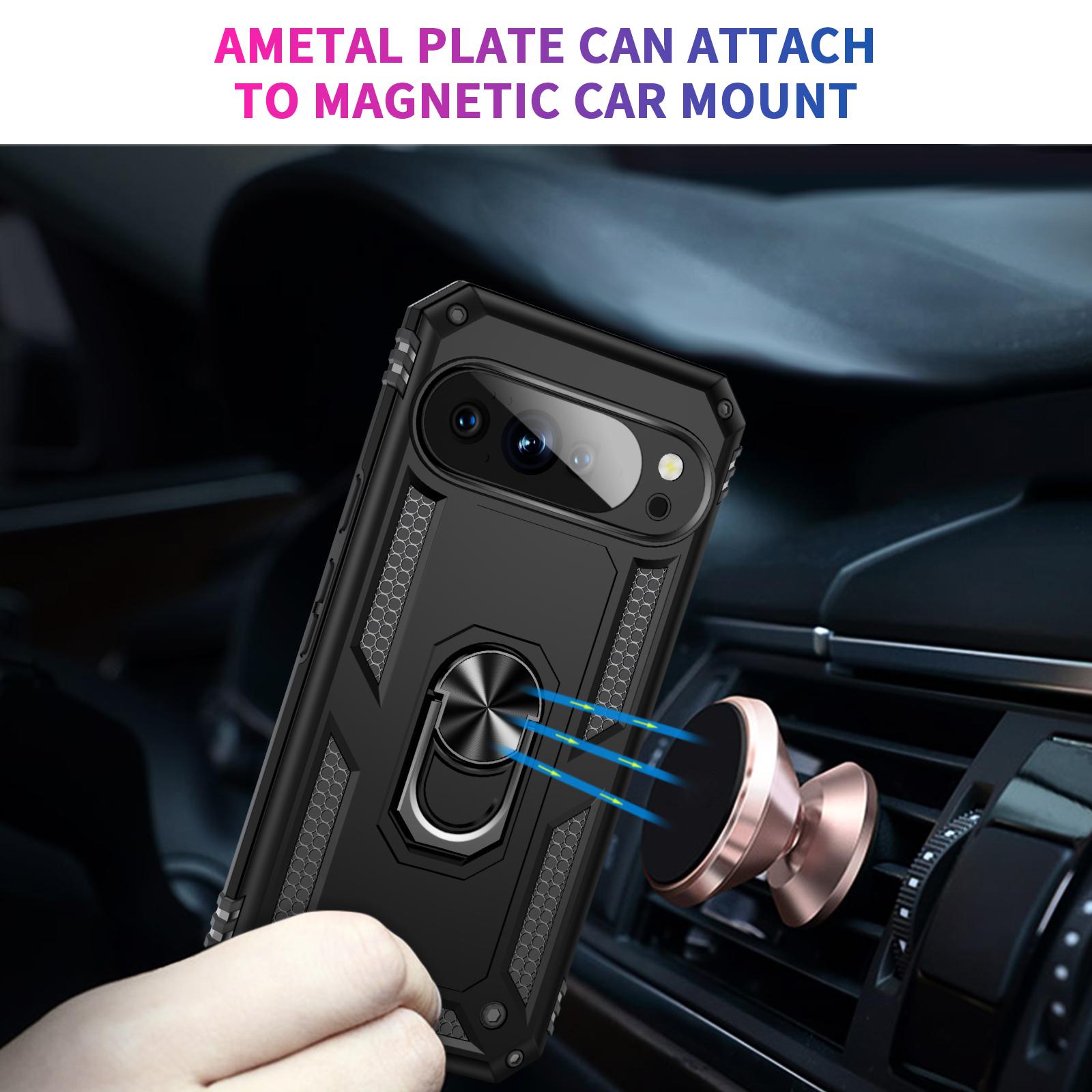 

For Google Pixel 10/10 Pro Case PC+TPU Phone Cover with Kickstand Black