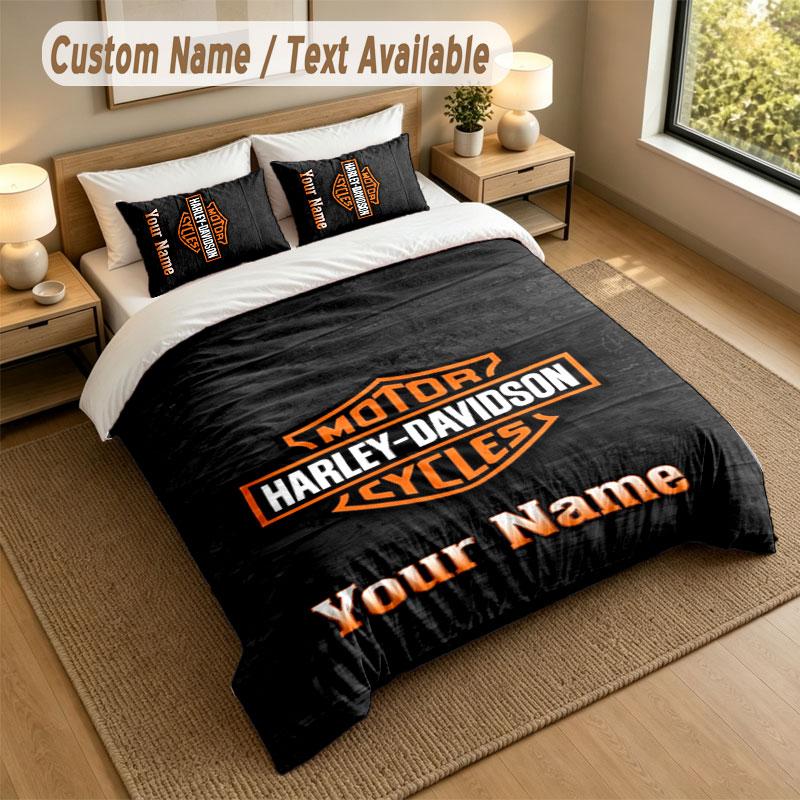 Set Biancheria da Letto 1 Copripiumino 2 Federe Stampa Harley-Davidson Morbido Tessuto per Letto Decorazione Camera da Letto