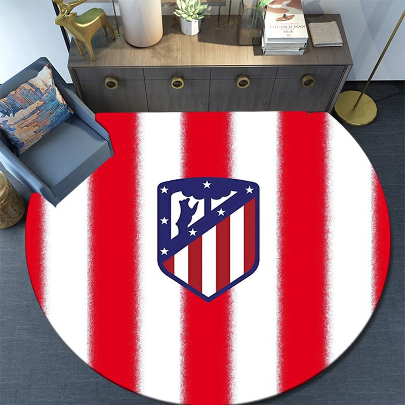 Club Atletico de Madrid2 Round Area Rug,Carpet Rug for Living Room Bedroom Sofa Playroom Decor,Non-slip Floor Mat