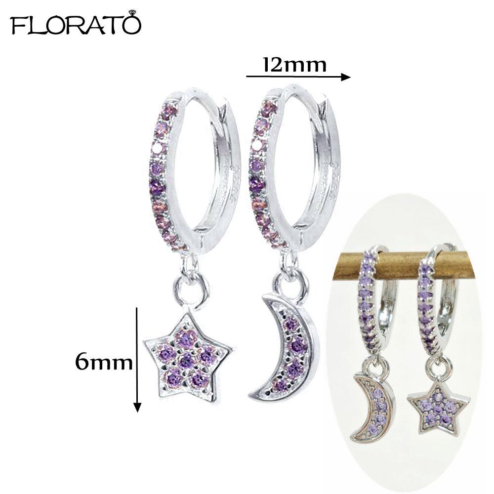 925 Silver Needle Elegant Purple Earrings Exquisite Small Hoop Earrings for Women Fashion Puncture Jewelry Accessories