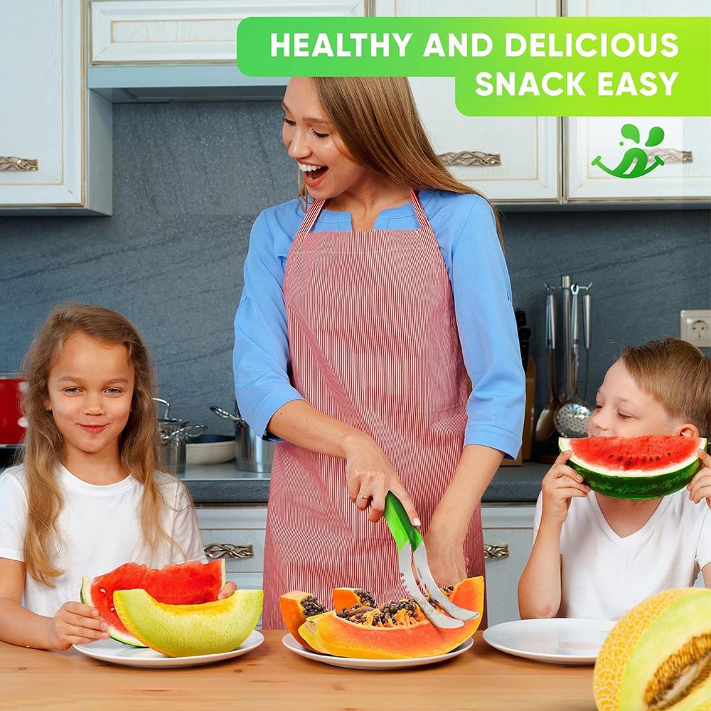 Watermelon Slicer Cutter Stainless Steel Color Non-slip Plastic Wrap Handle Not Hurt Hands Cantaloupe Kitchen Fruit Cutting Tool