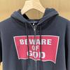 Mens Oversized Hooded Zip-Up Sweatshirt Streetwear BEWARE OF GOD Graphic Pullover Fall Casual Top