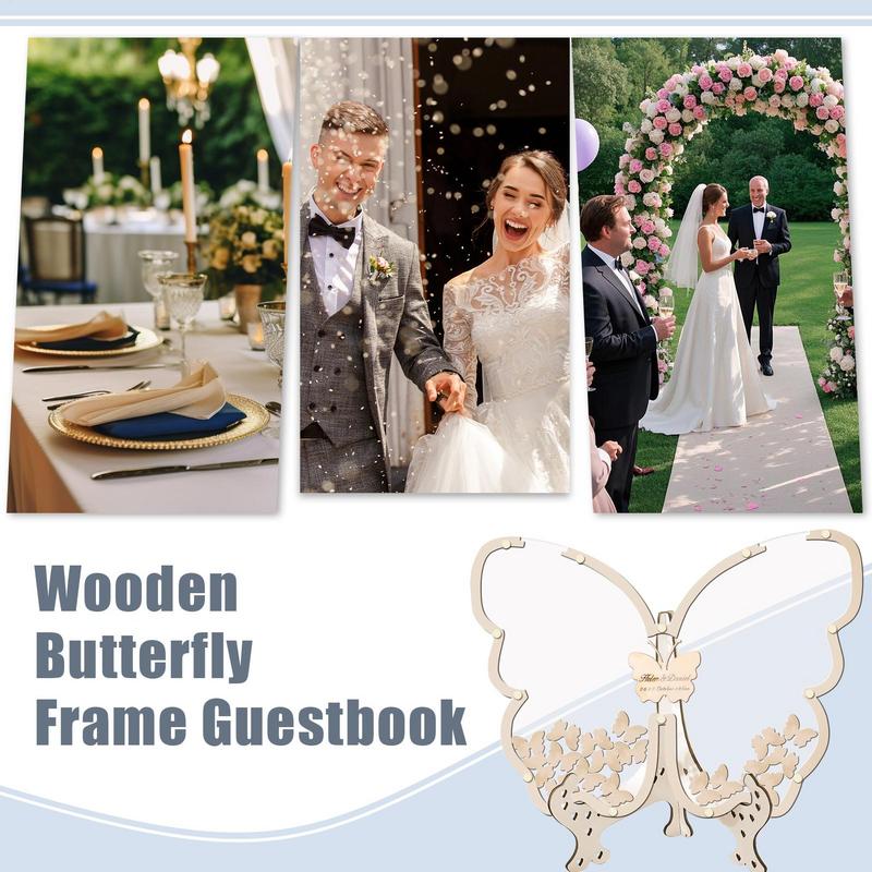 Butterfly Baby Shower Guest Book Wooden Wedding Decor For Ceremony Elegant Guestbook Keepsakes For Birthday Party Anniverary