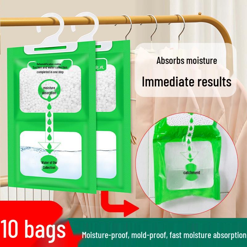 

Подвесной осушитель воздуха для помещений - Влагопоглотитель и средство против плесени, незаменимый для шкафа в дождливый сезон Dehumidifying Bag - 10 Packs - 50g