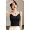 French Pleated Strappy Backless Cami with Built-in Wireless Seamless Comfortable Bralette