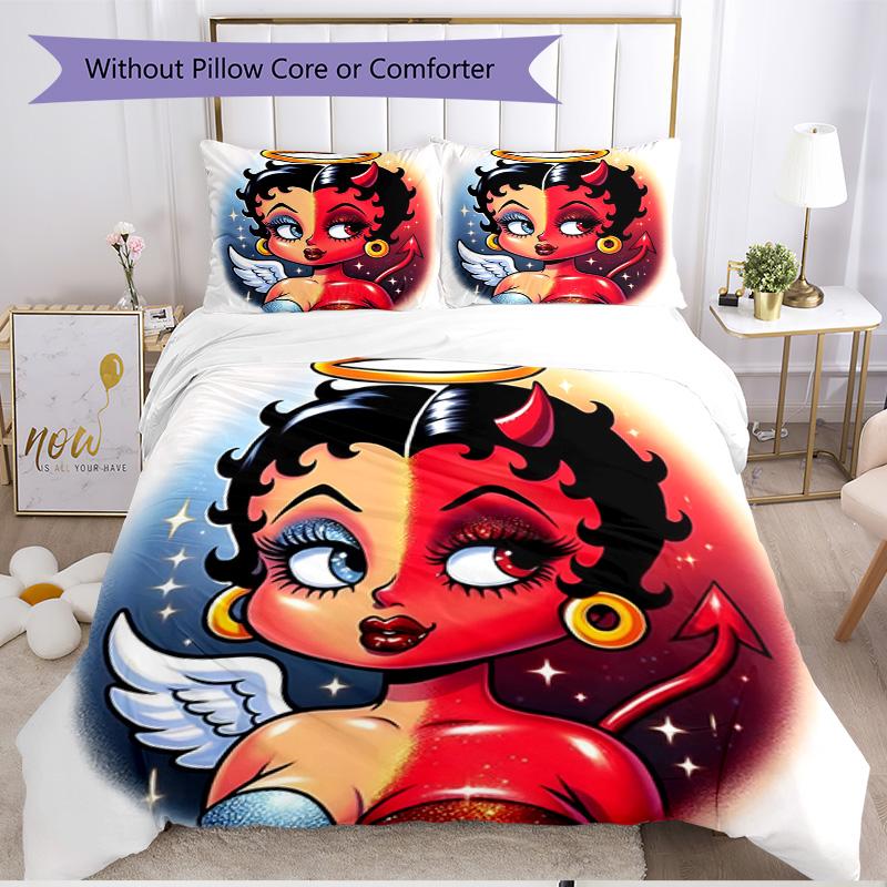 3pcs Duvet Cover Set (1*Duvet Cover + 2*Pillowcase, Without Core), Sexy Doll Print Soft All‑Season Bedding Set, Home Bedroom Decor Gift