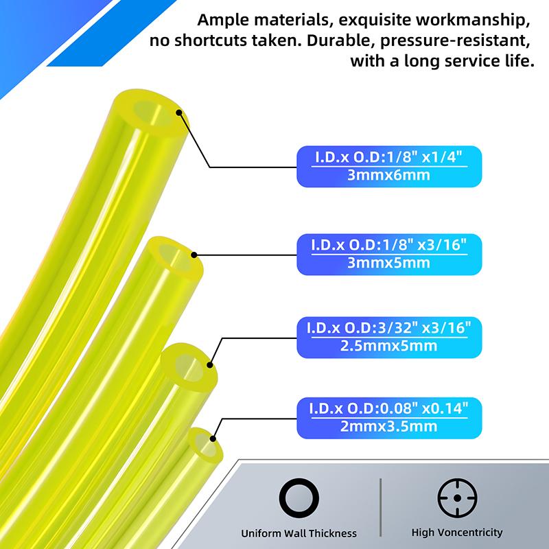 2 - 20M Yellow Fuel Gas Hose ID 2mm 2.5mm 3mm 4mm 5mm 6mm 7mm TPU Petrol Pipe for Motorcycle Car Oil Resistant Flexible Tubing