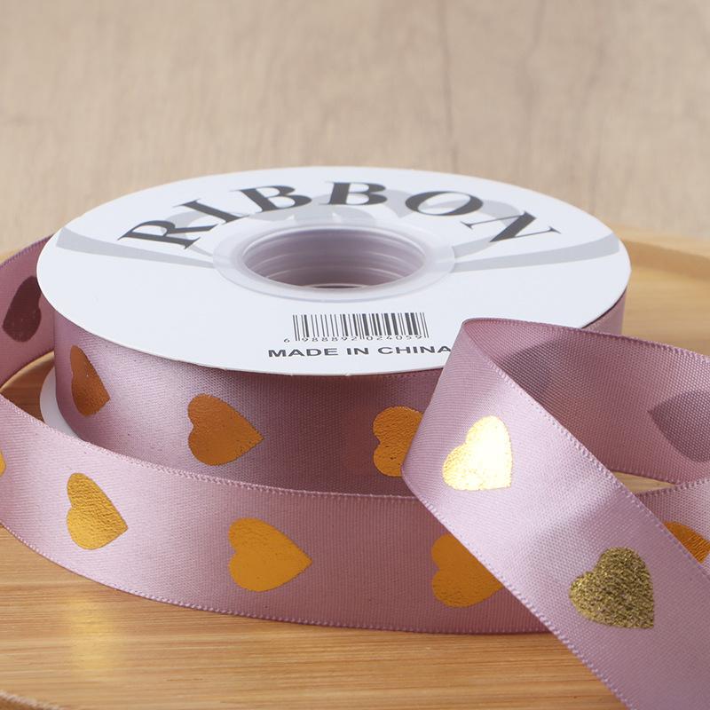36  Yard Ribbon Gift 2.5CM Easy-to-Tie Heart Length-Sufficient Polyester Fade-Resistant Premium DIY-Friendly Foil-Stamped Durable