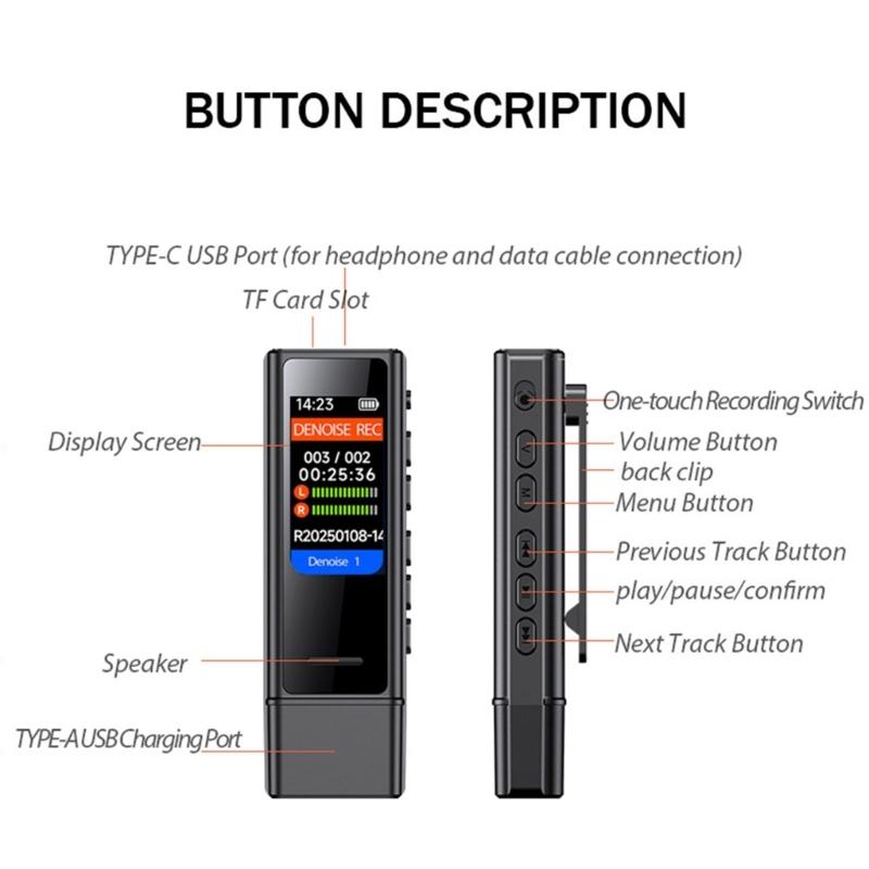 USB Pocket Voice Activated Recorder MP3 Music Player Professional Noise Cancellation Digital Sound Record Device
