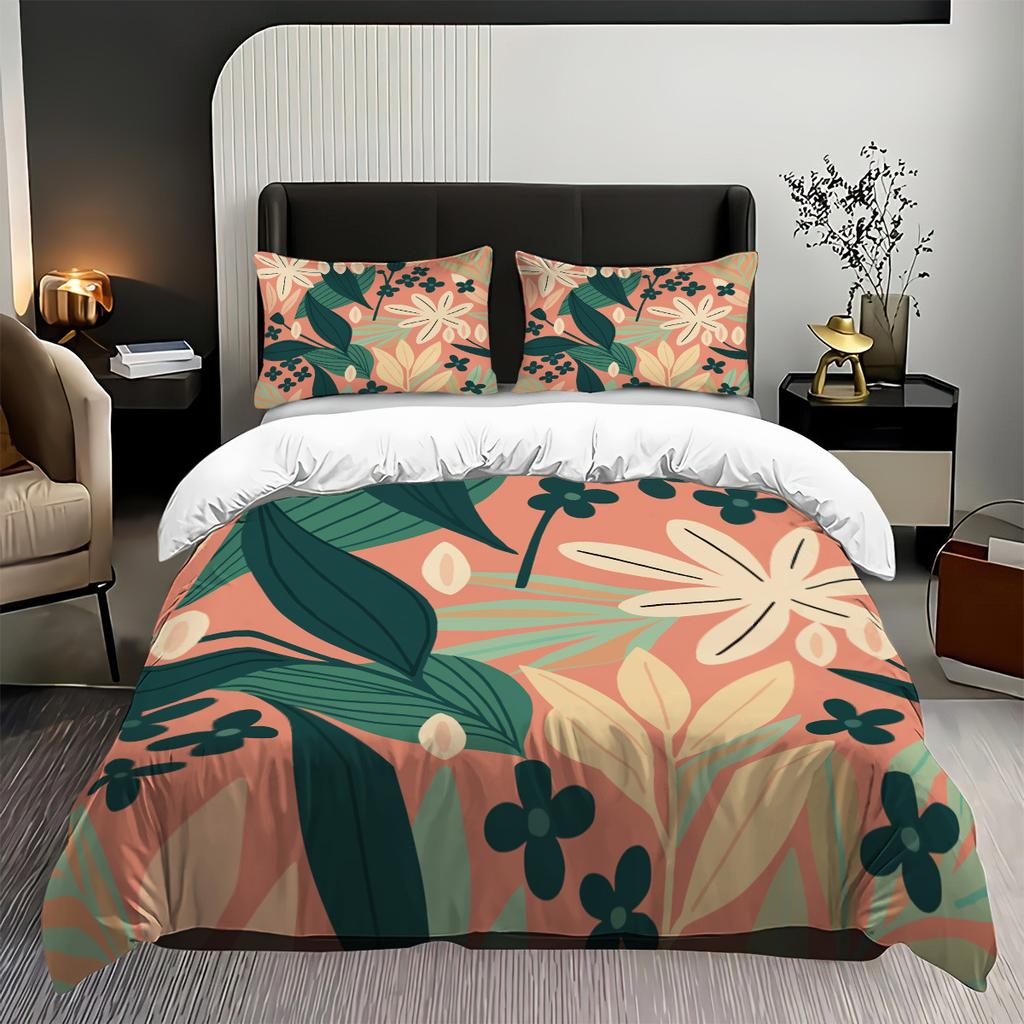 Comforter Plants Digital Printed 3Pcs Queen King Bedding Set Floral Bed For Home Decor