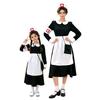 Women Vintage Nurse Costume Classic Long Sleeve Nurse Dress With Apron For Halloween Stage Performance Fancy Dress Outfit