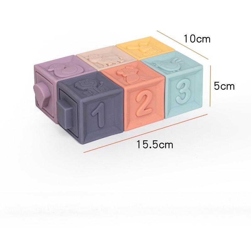 Blocks Toy Soft Cubes for Children Squeeze Toy Baby Soft Rubber Building Blocks Relief Stacking Educational Puzzle Toys
