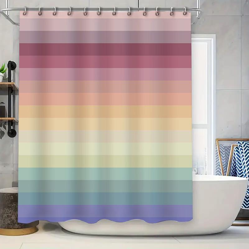

Modern Colorful Shower Curtain Multicolored Bath Decor For Bathroom Decorations 180 X 240 Cm Waterproof Fabric Pink, Yellow, Blu W60H190(CM)-1 Pcs