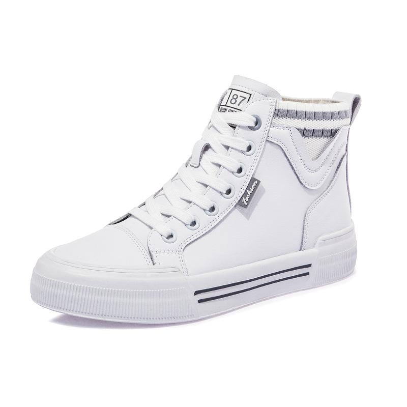 

High-top Shoes, Versatile Sneakers, Women s Sports Casual Shoes, Lace-up Single Shoes 40 серый/белый