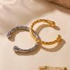 316L Stainless Steel Bracelet Bangles For Women 18K Gold Plated No Tarnish Natural Bumpy Texture Women's Bracelets Cuff Bangle