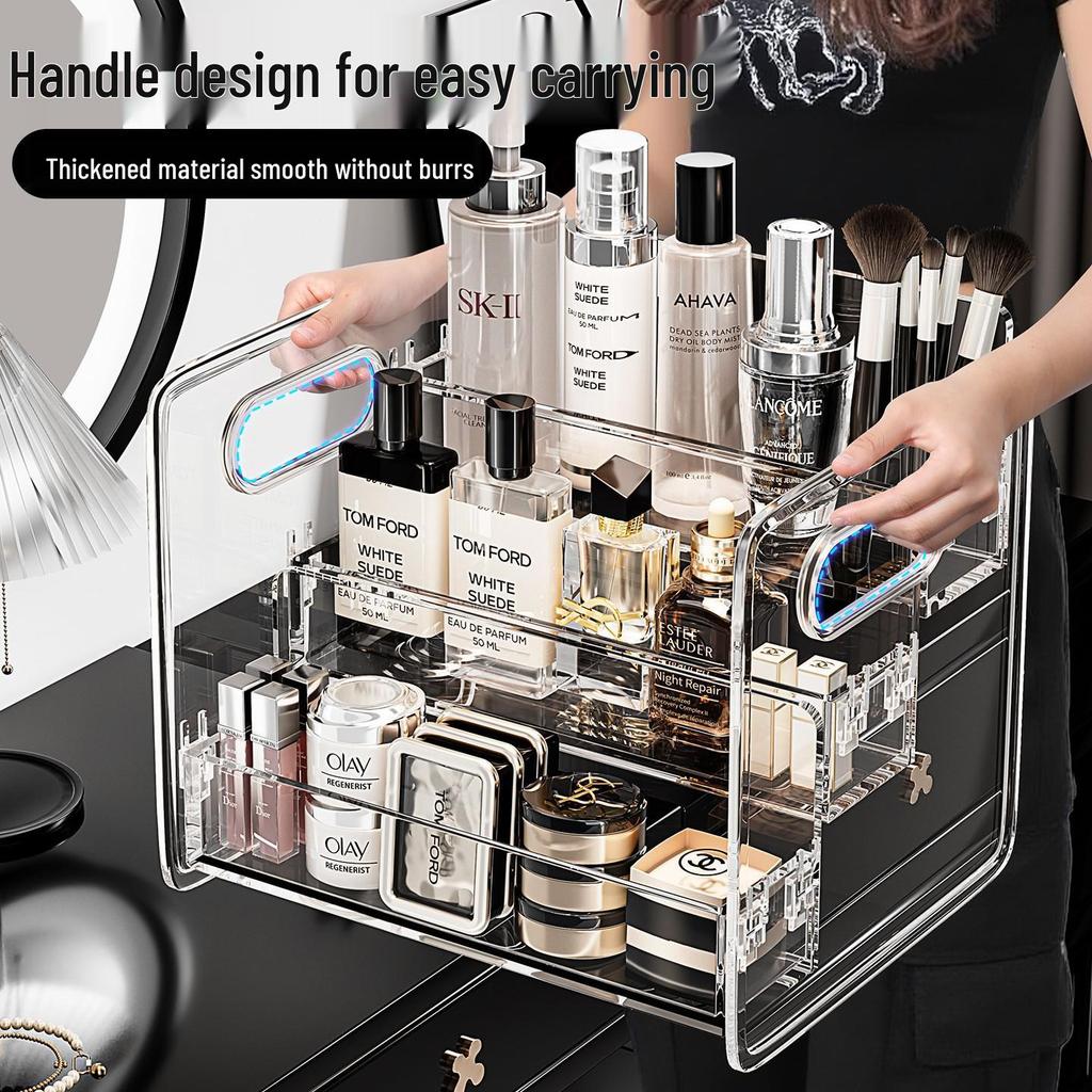 Luxury Desktop Organizer for Cosmetics & Perfumes - Tiered Display Stand with Slanted Storage