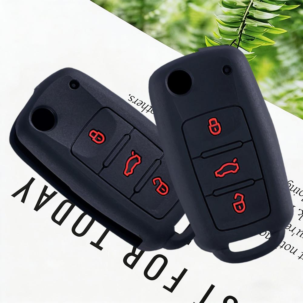 Car Key Case For Vw Golf Jetta Polo For Skoda Yeti Superb Rapid Octavia For Seat Leon Ibiza 3 Button Silicone Key Cover
