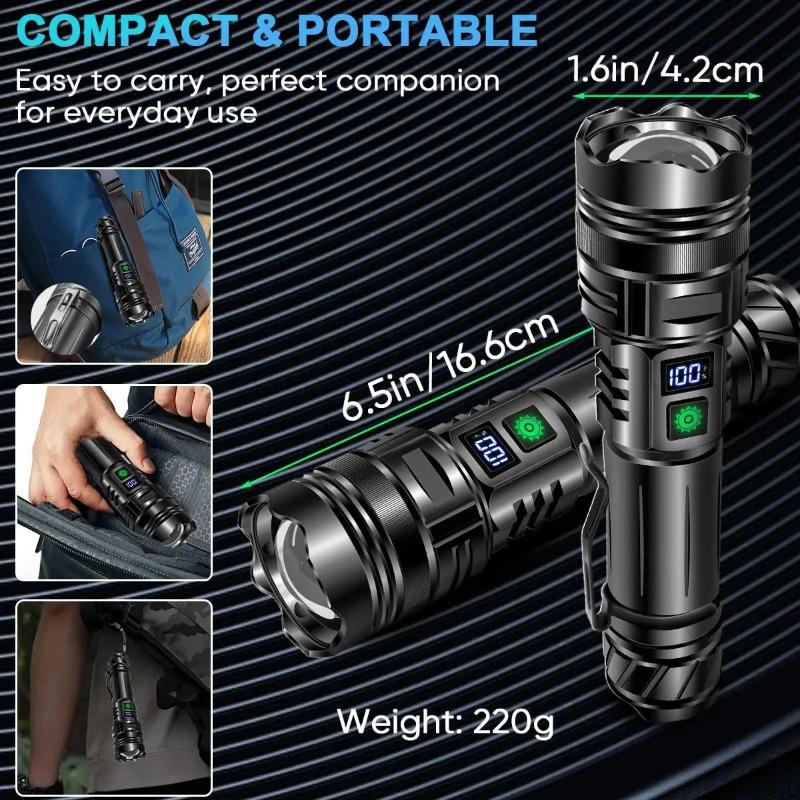 Rechargeable Flashlight Super Bright Portable Torch Lamp Ultra Long Range High Power Outdoor Emergency Camping Hiking Lantern Light