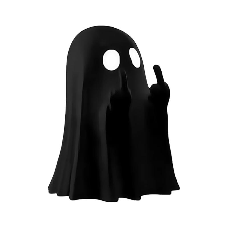 

Halloween Ornaments Cute Middle Finger Ghost Statue Funny Decorations PVC Material Office Home Desktop Creative Decoration
