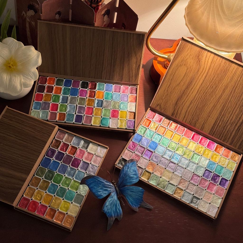 28-120 Farben Perlmutt Aquarellpigment: Metallische Volltonfarbe Tragbares Kunst-Set zum Malen - Perfekte Weihnachtsgeschenke für Künstler
