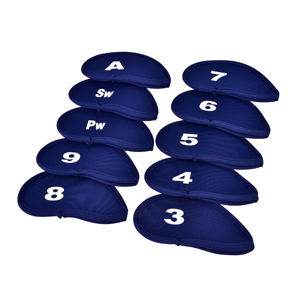 10Pcs Neoprene Iron Cue Head Cover with Number Letter(Black)