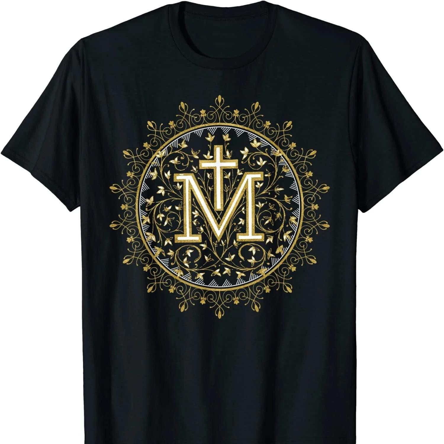 

Hail Mary Catholic Our Lady Holy Blessed Maria T Shirt New 100% Cotton Short Sleeve O-Neck T-shirt Casual Mens Top S чёрный